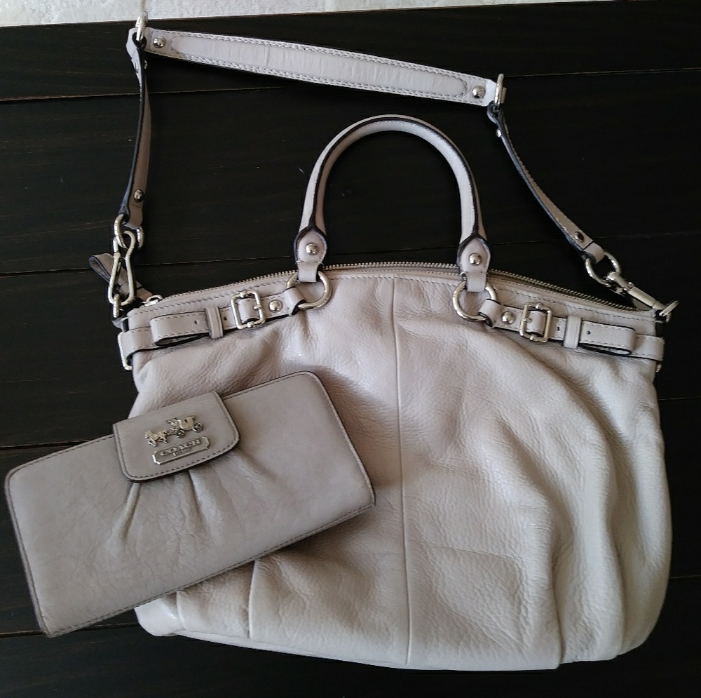 Leather Taupe Coach Bag & Wallet